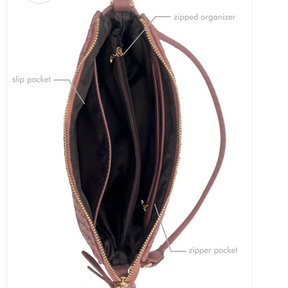 Modern + Chic Elegant Elle Woven shoulder/Crossbody Bag-cinnamon - Picture 7 of 13